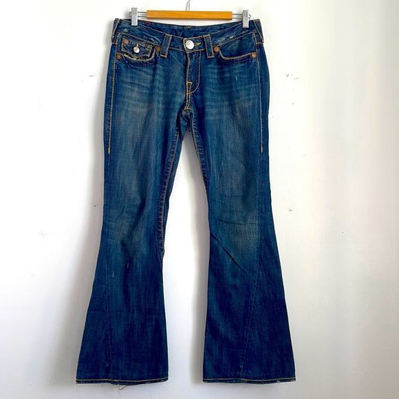 True Religion low rise flared dark wash flared denim jeans sz 29 - Picture 1 of 9